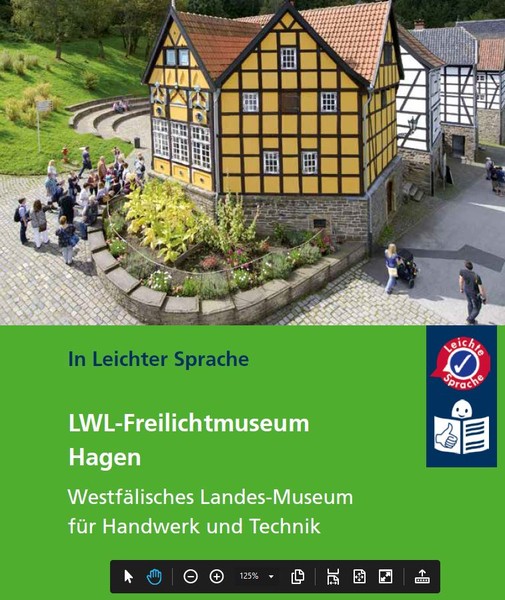 Titelseite der Broschüre über das LWL-Freilichtmuseum Hagen in Leichter Sprache